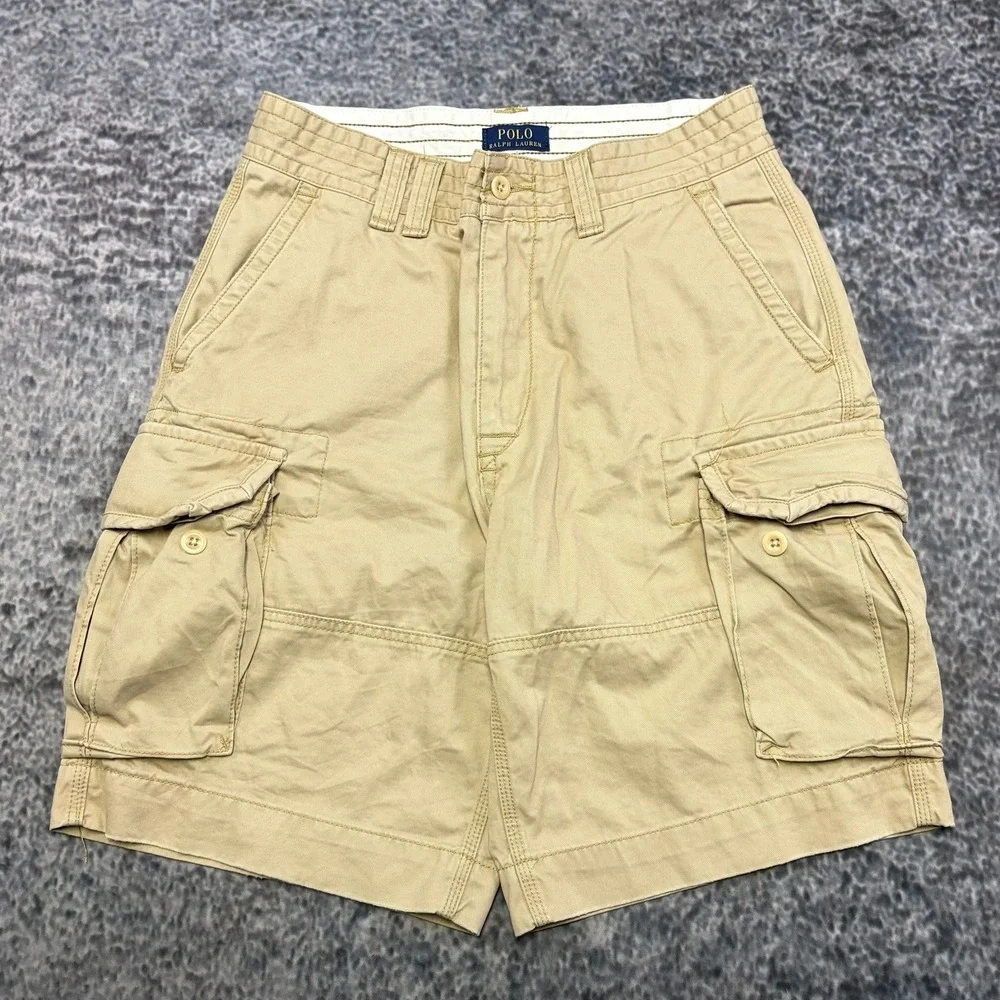 Polo Ralph Lauren Cargo Shorts Mens 32 Tan Khaki Chino Utility Preppy